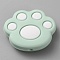 Cat Paw Print Food Grade Eco-Friendly Silicone Focal Beads, Honeydew, 23.5x28x8.5mm, Hole: 2mm