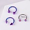 316L Stainless Steel Circular/Horseshoe Barbell Nose Rings, Purple, 10mm, Pin: 1.2mm, 3pcs/set