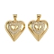 Brass Micro Pave Clear Cubic Zirconia Pendants, Heart, Real 16K Gold Plated, 21.5x19.5x7mm, Hole: 3x4mm