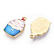 Printed Alloy Pendants, Light Glod, Food Shape, Cupcake Charms, Deep Sky Blue, 20x13x2.5mm, Hole: 1.4mm
