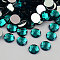 Taiwan Acrylic Rhinestone Cabochons, Flat Back and Faceted, Half Round/Dome, Teal, 20x6mm
