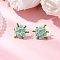 304 Stainless Steel Flower Stud Earrings, with Glass Seed Beads & Resin Imitation Pearl Bead Caps & Nylon Wire, Stainless Steel Color, Pale Turquoise, 22x21.5mm
