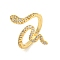 Rack Plating Snake Brass Micro Pave Clear Cubic Zirconia Cuff Rings for Women, Cadmium Free & Lead Free, Long-Lasting Plated, Real 18K Gold Plated, 28mm, Inner Diameter: 19mm