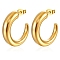 European and American Fashion French Retro Stainless Steel C-Shaped Stud Earrings, Real 18K Gold Plated, 25.3x24.3mm