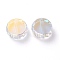 Glass Rhinestone Beads, Faceted, Flat Round, Crystal AB, 8x3.5mm, Hole: 1mm