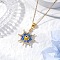 Glass Seed Beads & Handmade Evil Eye Lampwork Star Pendant Necklaces, 304 Stainless Steel Cable Chain Necklaces, Golden, Blue, 17.91 inch(45.5cm)