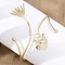 Flower Alloy Arm Cuff Bangles for Girl Women, with Rhinestone, Golden, Inner Diameter: 3-1/4 inch(8.2cm).