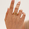 Fashionable 304 Stainless Steel Hollow Curb Chain Cuff Rings, Real 18K Gold Plated