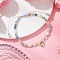 Natural Round Natural Agate Beads Braided Beads Bracelets for Women, with Natural Cultured Freshwater Pearl & Electroplate Glass Beads & 304 Stainless Steel Heart Charms, Inner Diameter: 2~3-3/8 inch(5~8.5cm)
