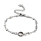 Tarnish Resistant 201 Stainless Steel Link Bracelet Settings Fit for Cabochons, with 304 Stainless Steel Tray, Bracelet Making with Link Chains, Heart, 6-3/4 inch(17.2cm)