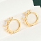 Brass Clear Cubic Zirconia Hoop Earrings, Real 18K Gold Plated, 20x6x20.5mm