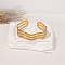 304 Stainless Steel Cuff Bangles for Women, Wave, Golden, Inner Diameter: 2-3/8 inch(6cm)