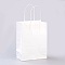 Pure Color Kraft Paper Bags, Gift Bags, Shopping Bags, with Paper Twine Handles, Rectangle, White, 15x11x6cm