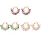 Natural Mixed Gemstone Chips & Pearl Beaded Hoop Earrings, Golden 304 Stainless Steel Earrings, 31~33x34.5~37x7.5~9mm