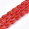 Transparent Glass Beads Strands, Faceted, Teardrop, Red, 9~10x4mm, Hole: 1mm, about 70~72pcs/Strand, 63~67cm