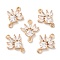 K9 Glass Connector Charms, Flower Links with Golden Tone Brass Findings, Nickel Free, Crystal, 19x14.5x4.3mm, Hole: 1.5mm