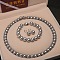 Shell Pearl Round Beaded Necklaces & Bracelets & Earring Sets for Women, Light Grey, 450x8mm