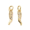 Rack Plating Brass Micro Clear Pave Cubic Zirconia Charms, with Jump Ring, Long-Lasting Plated, Cadmium Free & Lead Free, Horn of Plenty/Italian Horn Cornicello, Real 18K Gold Plated, 14x3.5x3mm, Jump Ring: 5x1mm, Inner Diameter: 3.5mm