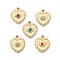 304 Stainless Steel Rhinestone Pendants, Heart Charms, Ion Plating(IP), Real 14K Gold Plated, Mixed Color, 12x10x2.5mm, Hole: 1.2mm