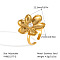 304 Stainless Steel Flower Cuff Ring for Women, with Imitation Pearl, Real 18K Gold Plated, Inner Diameter: Adjustable