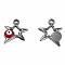 304 Stainless Steel Enamel Pendants, Star with Evil Eye, Stainless Steel Color, Dark Red, 14.5x13x3mm, Hole: 1.6mm