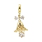 Brass Micro Pave Cubic Zirconia European Dangle Charms, Large Hole Pendants, Christmas Bell, Rack Plating, Long-Lasting Plated, Cadmium Free & Lead Free, Real 18K Gold Plated, Clear, 35mm, Hole: 5.5mm