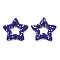 Star Shape Polymer Clay Rhinestone Beads, Focals Beads for Jewelry Keychain Making, Sapphire, 32.5x33.5x6.5mm, Hole: 1.8mm