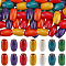 Natural Wood Beads, Egg Shaped Rugby Wood Beads, Mixed Color, Lead Free, Dyed, Barrel, Mixed Color, 28~30x20mm, Hole: 8.5~10.5mm