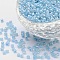 13G 8/0 Glass Seed Beads, Ceylon, Round, Pale Turquoise, 3mm, Hole: 1mm