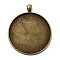 Tibetan Style Alloy Pendant Cabochon Settings, Cadmium Free & Nickel Free & Lead Free, Flat Round, Antique Bronze, Tray: 45mm, 56x48x2mm, Hole: 6x4mm, about 99pcs/1000g