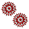 2Pcs Alloy with Rhinestone Handicraft Beading Appliques, Sew on Patches, Ornament Accessories, Flower, FireBrick, 112x8mm