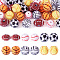 30Pcs 6 Styles Sport Theme Resin Rhinestone Beads, Round, Mixed Styles, Mixed Color, 16~21x15~16x13.5~14mm, Hole: 2.5~3.8mmm, 5pcs/style