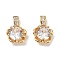 Brass Micro Pave Clear Cubic Zirconia Charms, Cadmium Free & Nickel Free & Lead Free, Flower, Real 18K Gold Plated, 13x8.5x5mm, Hole: 3x1.5mm