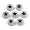 Luminous Acrylic Beads, Glow in the Dark, Flat Round, Star, Black, 7x4mm, Hole: 1.5mm