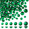 6 Style Diamond Shaped Cubic Zirconia Pointed Back Cabochons, Faceted, Green, 5~10mm, 100pcs/box