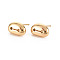 Oval Brass Earring Findings, with Loop, Nickel Free, Real 18K Gold Plated, 7x11mm, Hole: 1.4mm, Pin: 0.7mm