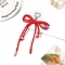 Polyester Braided Rope Bowknot Hanging Ornaments, with Iron Heart Clasp for Keychain Bag Decoration, Random Color Beads, Red, No Size