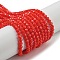 Opaque Glass Beads Stands, Faceted(32 Facets), Round, Red, 3~3.5mm, Hole: 0.6mm, about 163~166pcs/strand, 50~51cm