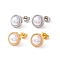 6 Pair Shell Pearl Half Round Stud Earrings, 304 Stainless Steel Post Earrings for Women, White, Mixed Color, 10mm, Pin: 1mm