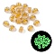 Luminous Transparent Acrylic Beads, Flat Round with Letter, Glow in the Dark, Golden Metal Enlaced, Letter I, 7x4mm, Hole: 1.8mm, about 3700pcs/500g