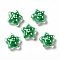 Transparent Glass Beads, with Polka Dot Pattern, Star, Green, 13x13x6.5mm, Hole: 1mm