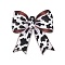 Printed Acrylic Pendants, Bowknot, Black, 39x35.5x2.5mm, Hole: 1.6mm