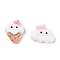 Opaque Resin Cabochons, Ice Cream & Cloud, White, Ice cream: 14x12x6mm, Cloud: 11x15x4mm.