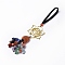Natural Raw Carnelian & Mixed Stone Chips Tassel Pendant Decorations, Chakra Theme Alloy Charms Hanging Ornament, Svadhistana, 170mm, Link: 45x2mm