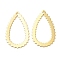 Brass Filigree Pendants, Cadmium Free & Lead Free, Teardrop Charm, Real 24K Gold Plated, 23x14x0.5mm, Hole: 1.2mm