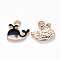 Alloy Enamel Charms, Whale Shape, Light Gold, Black, 12.5x12.5x2mm, Hole: 1.8mm