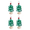 Electroplate Glass Pendants, Christmas Tree, with Silver Iron Loop, Faceted, Green, 39.5x16.5mm, Hole: 2.2mm