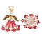Glass Pendants, Angel, with Acrylic & Plastic Imitation Pearl Beads & Iron Loop & Alloy, Red, 27.5x21.5mm, Hole: 3mm