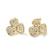 Clover Brass Micro Clear Cubic Zirconia Stud Earrings, Long-Lasting Plated, Lead Free & Cadmium Free, Real 18K Gold Plated, 12x13.5mm