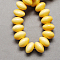 Handmade Porcelain Beads, Bright Glazed Porcelain, Rondelle, Yellow, 15x10mm, Hole: 4mm